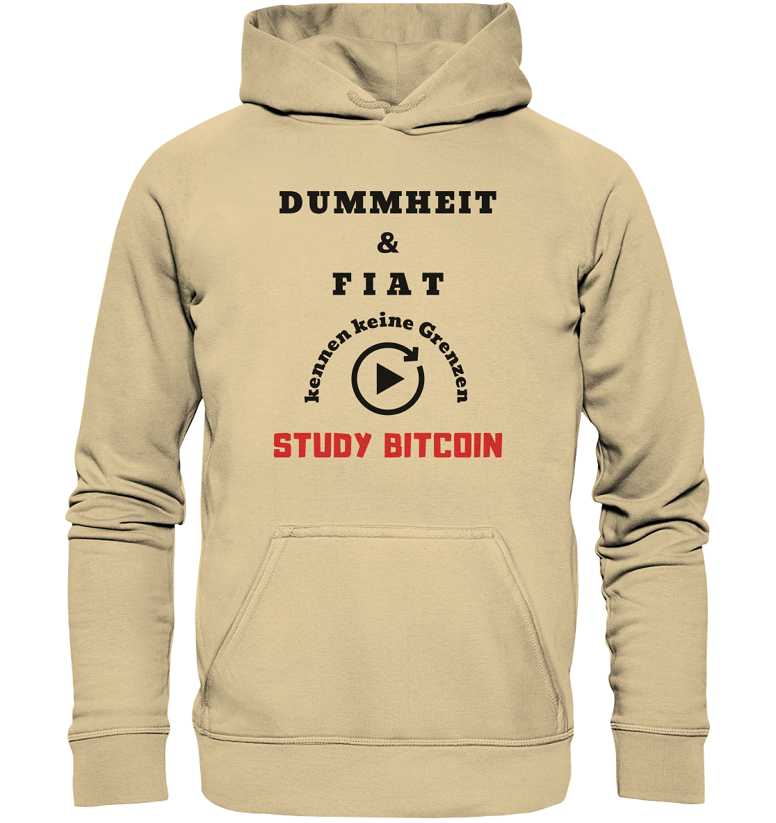 DUMMHEIT & FIAT KENNEN KEINE GRENZEN - STUDY BITCOIN (ROT) # PLAYBUTTON UNENDLICH - Basic Unisex Hoodie