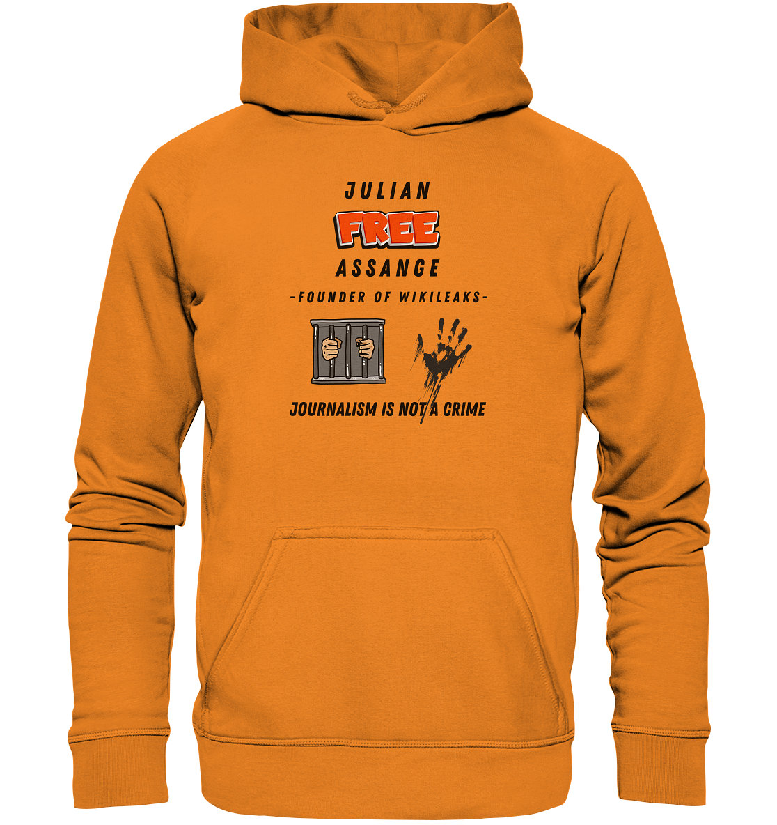 JULIAN FREE ASSANGE (little) - FOUNDER OF WIKILEAKS - JOURNALISM IS NOT A CRIME (2 GRAFIKEN) - Basic Unisex Hoodie