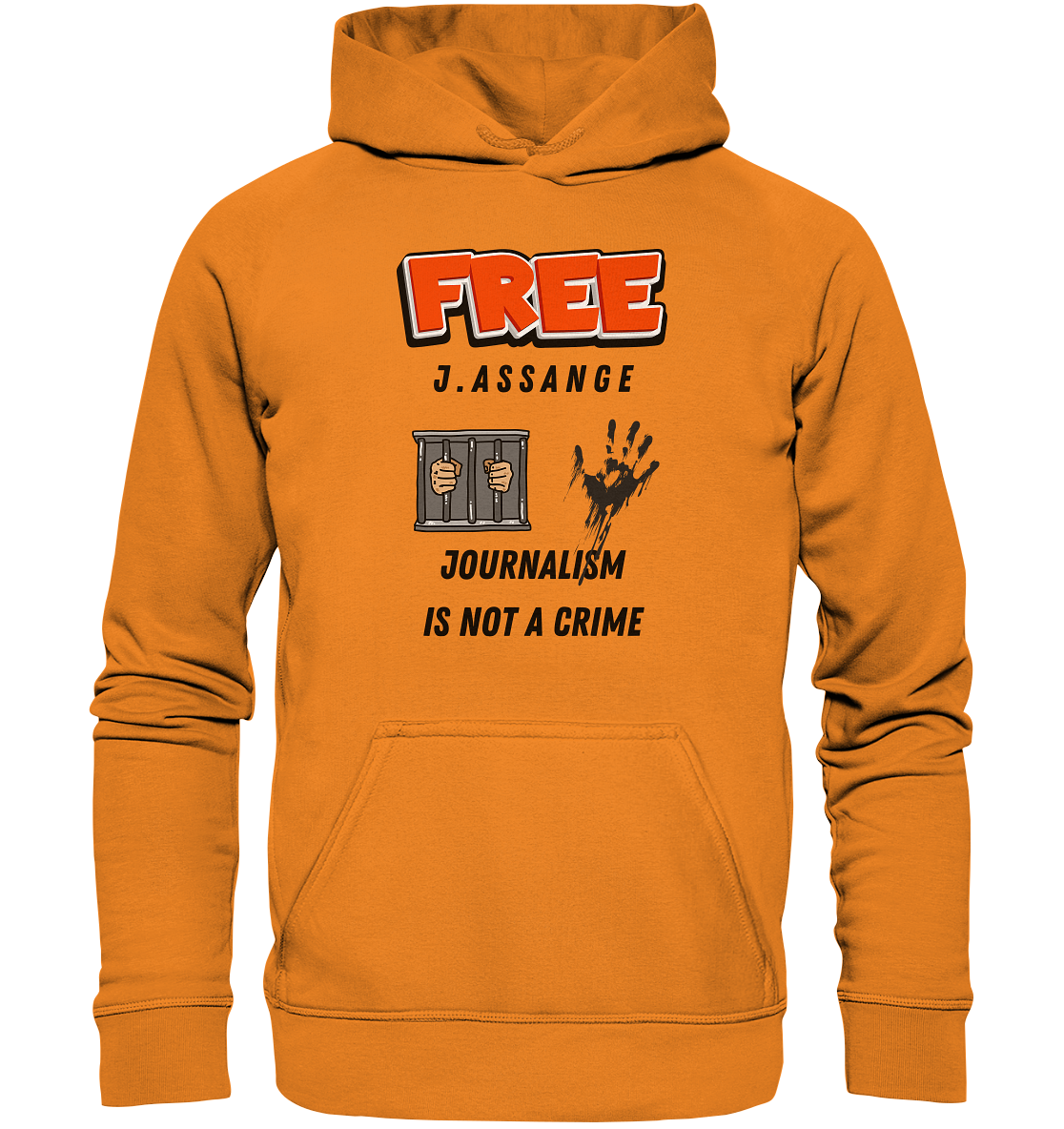 FREE J.ASSANGE - JOURNALISM IS NOT A CRIME (2 GRAFIKEN) - Basic Unisex Hoodie