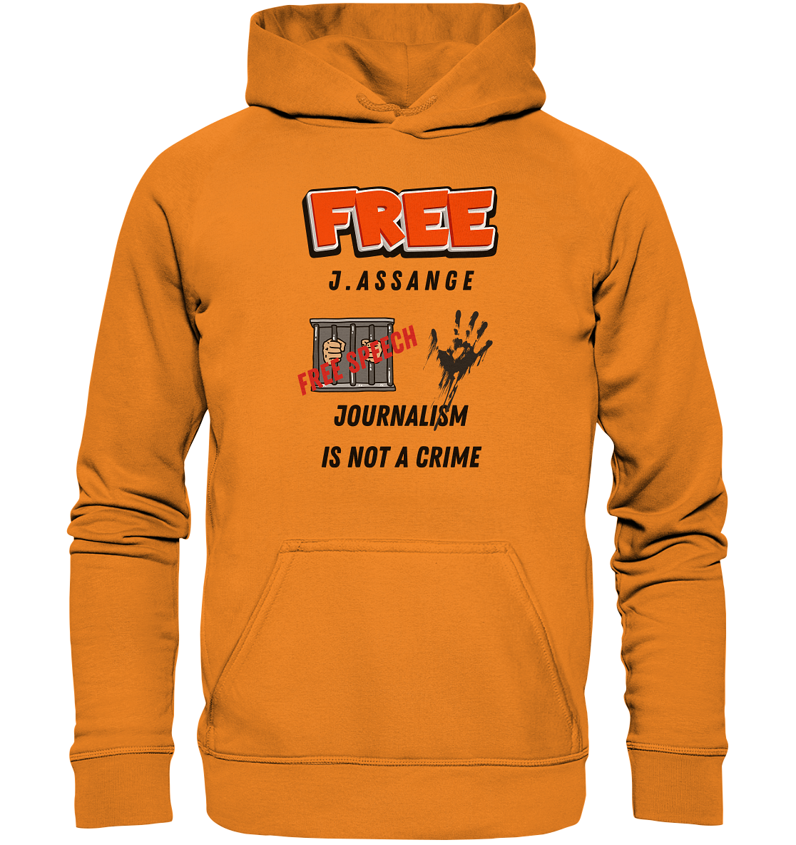 FREE J.ASSANGE - JOURNALISM IS NOT A CRIME, FREE SPEECH (2 GRAFIKEN)  - Basic Unisex Hoodie