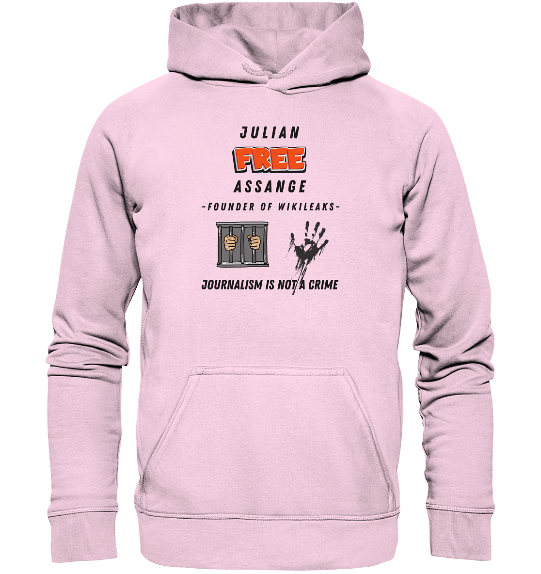 JULIAN FREE ASSANGE (little) - FOUNDER OF WIKILEAKS - JOURNALISM IS NOT A CRIME (2 GRAFIKEN) - Basic Unisex Hoodie