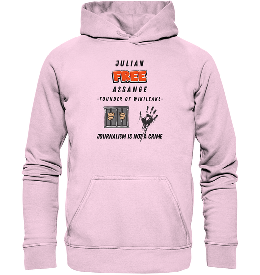 JULIAN FREE ASSANGE (little) - FOUNDER OF WIKILEAKS - JOURNALISM IS NOT A CRIME (2 GRAFIKEN) - Basic Unisex Hoodie