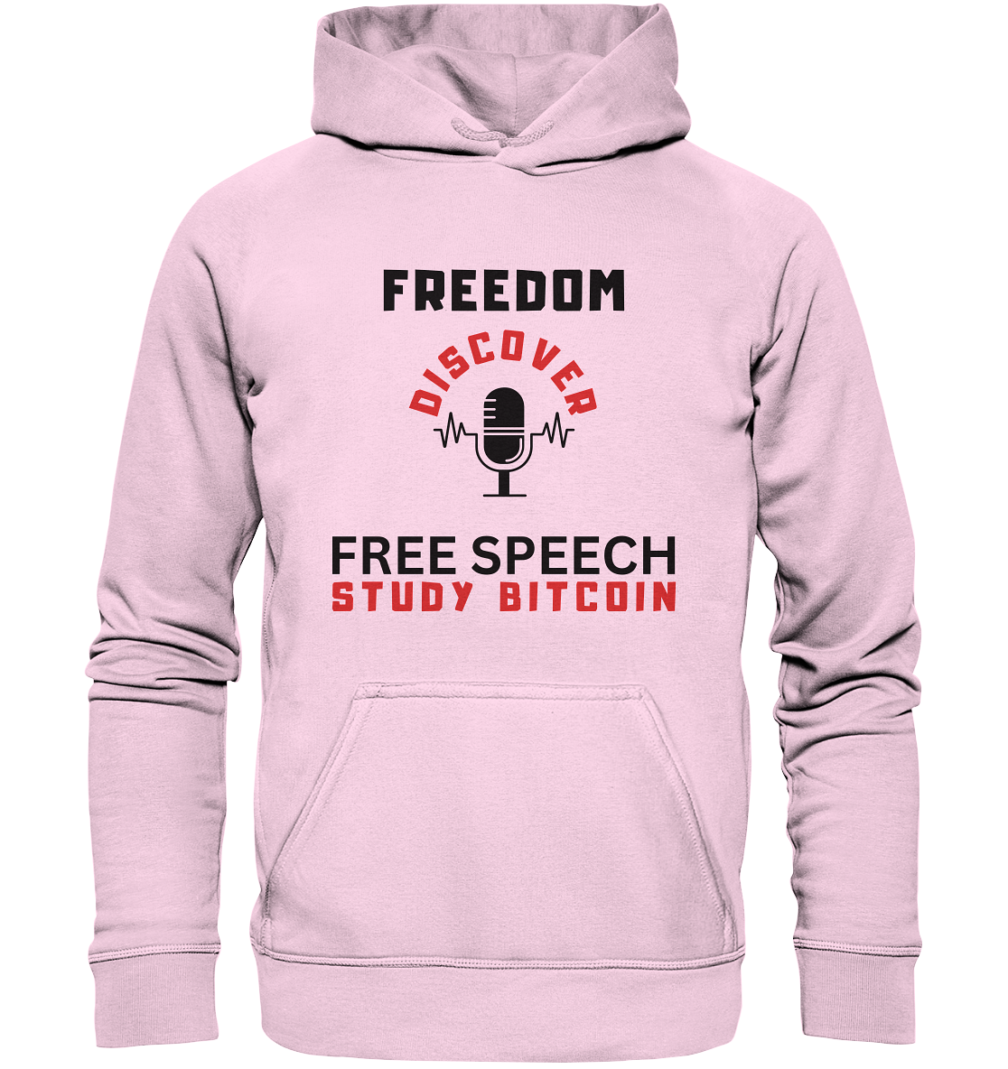 FREEDOM (Mikrofon) DISCOVER FREE SPEECH, STUDY BITCOIN - LADIES COLLECTION 21% automat. Rabatt bis zum Halving 2024  - Basic Unisex Hoodie