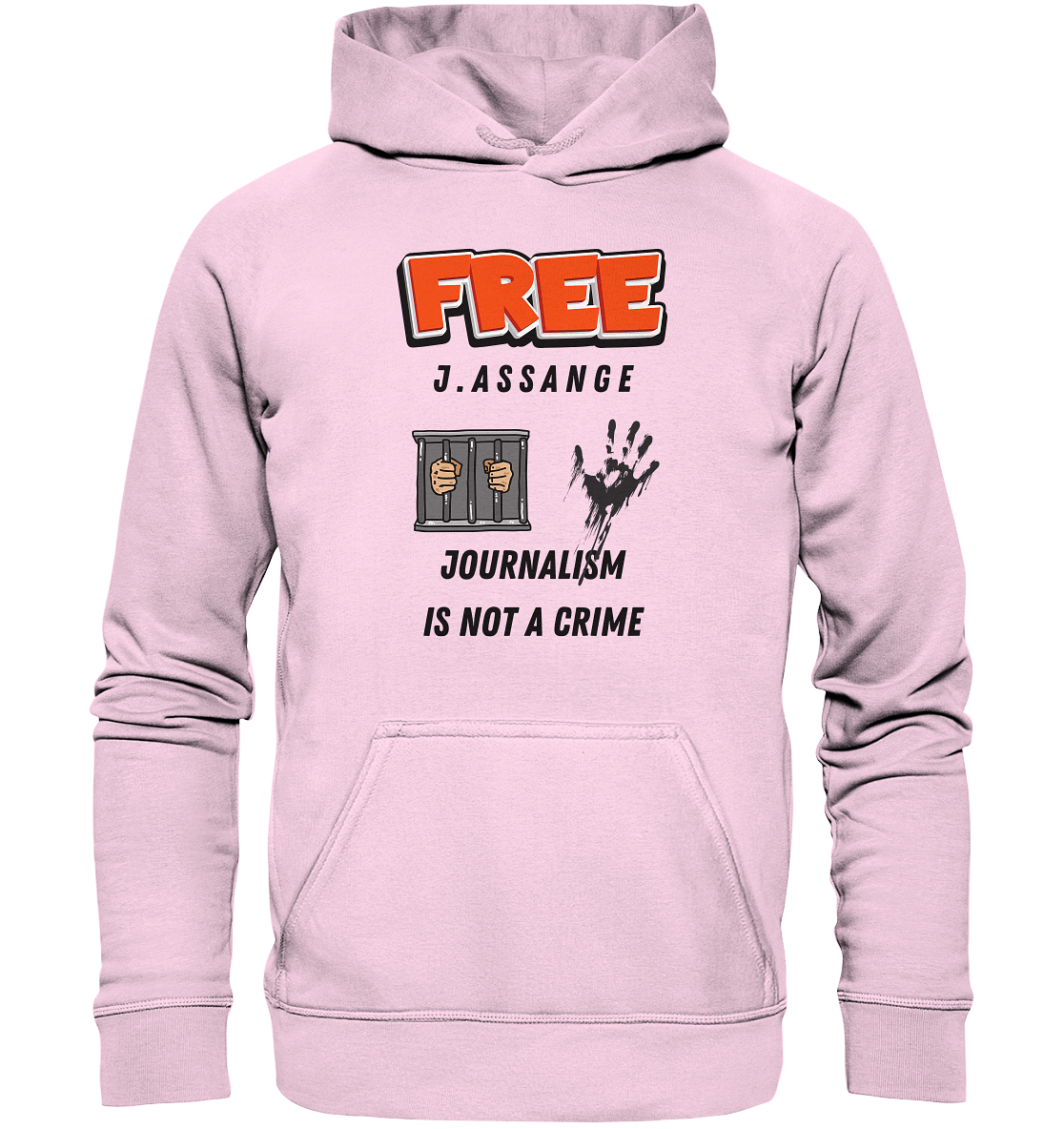 FREE J.ASSANGE - JOURNALISM IS NOT A CRIME (2 GRAFIKEN) - Basic Unisex Hoodie