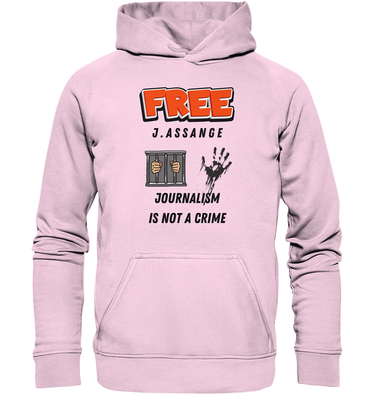 FREE J.ASSANGE - JOURNALISM IS NOT A CRIME (2 GRAFIKEN) - Basic Unisex Hoodie