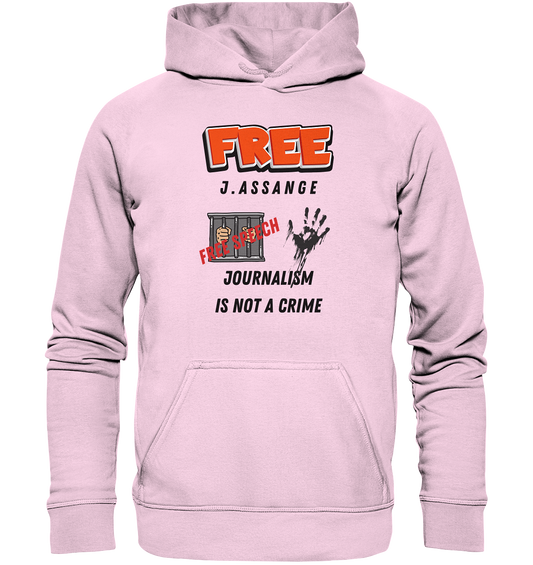 FREE J.ASSANGE - JOURNALISM IS NOT A CRIME, FREE SPEECH (2 GRAFIKEN)  - Basic Unisex Hoodie