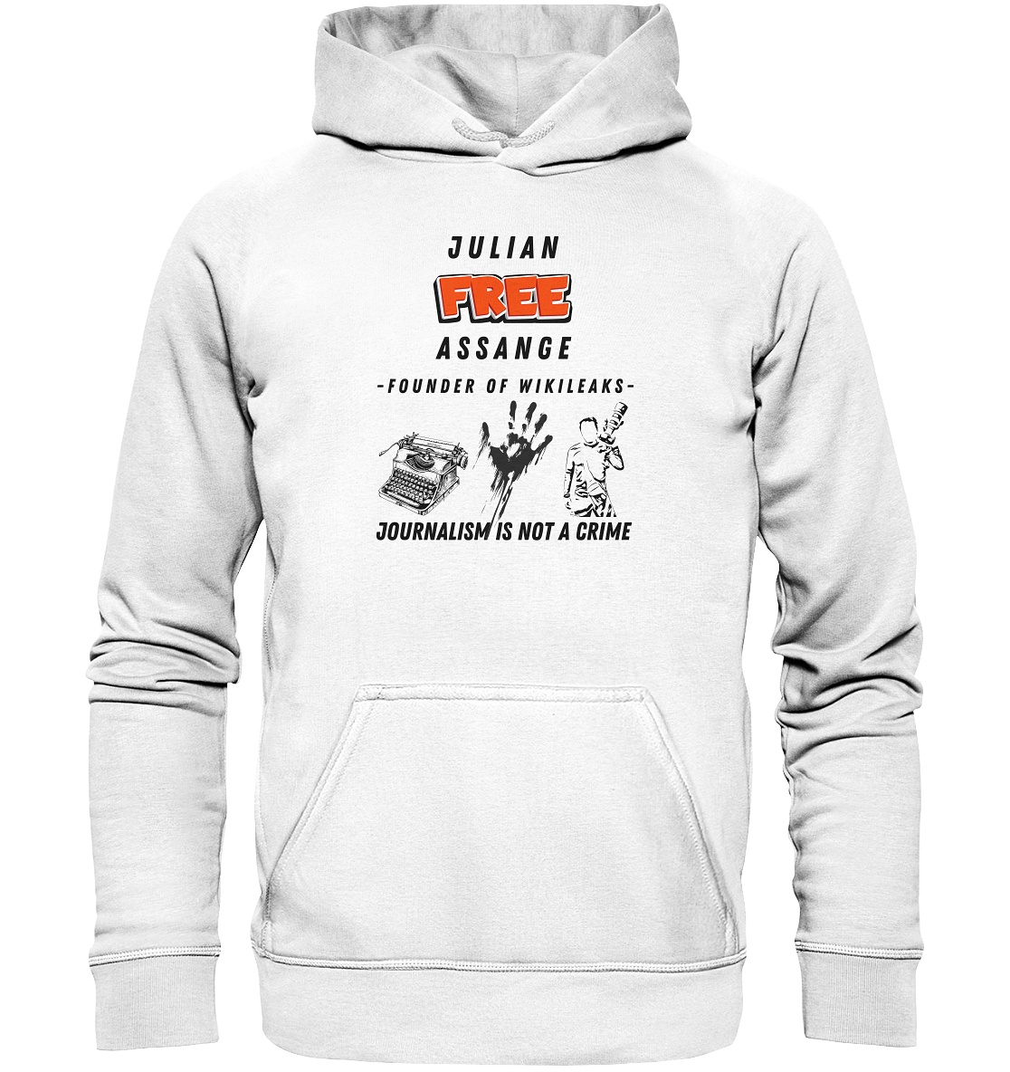 FREE JULIAN ASSANGE - FOUNDER OF WIKILEAKS - JOURNALISM IS NOT A CRIME (3 Grafiken) - Ladies Collection 21% Rabatt bis zum Halving 2024) - Basic Unisex Hoodie