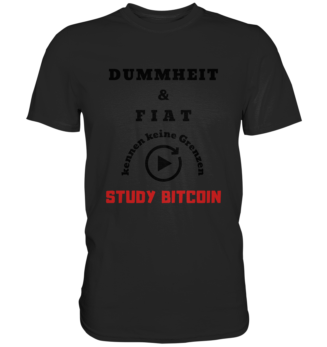 DUMMHEIT & FIAT KENNEN KEINE GRENZEN - STUDY BITCOIN (ROT) # PLAYBUTTON UNENDLICH - Classic Shirt