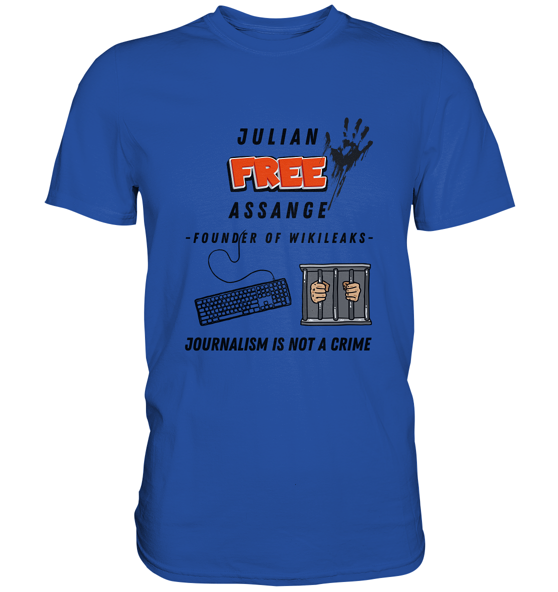 JULIAN FREE ASSANGE - FOUNDER OF WIKILEAKS - JOURNALISM IS NOT A CRIME (GRAFIKEN, Tastatur, Zelle, Hand))  - Classic Shirt