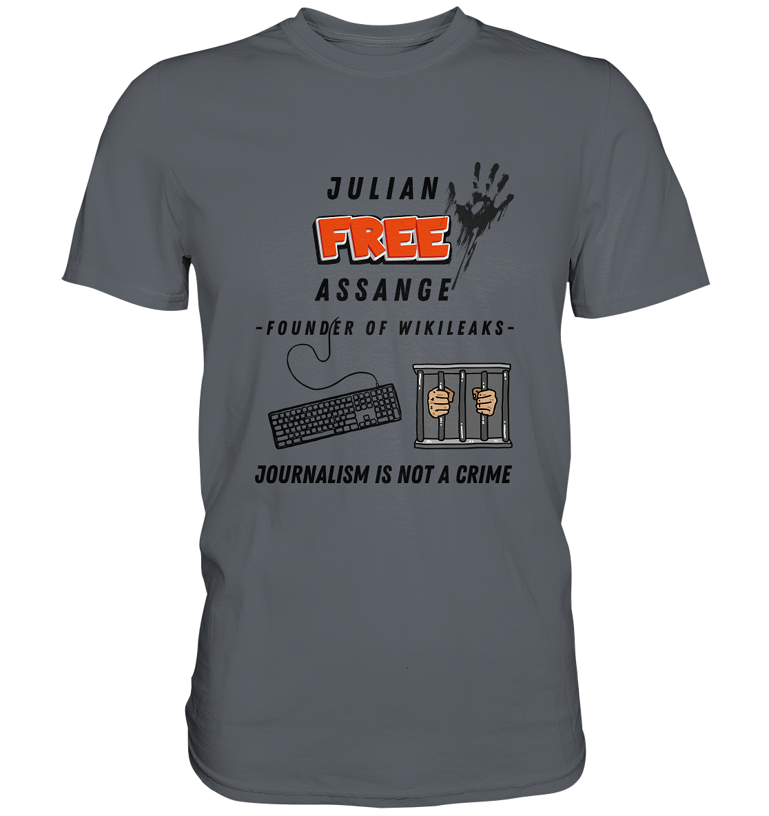 JULIAN FREE ASSANGE - FOUNDER OF WIKILEAKS - JOURNALISM IS NOT A CRIME (GRAFIKEN, Tastatur, Zelle, Hand))  - Classic Shirt