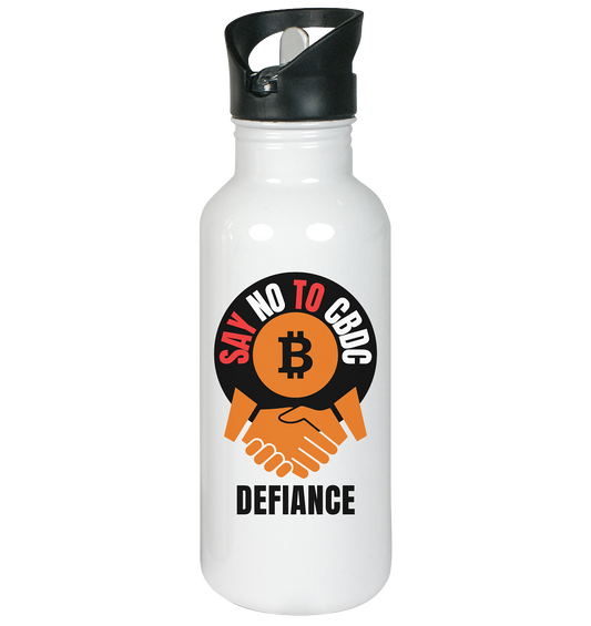 SAY NO TO CBDC (handshake) DEFIANCE - Edelstahl-Trinkflasche