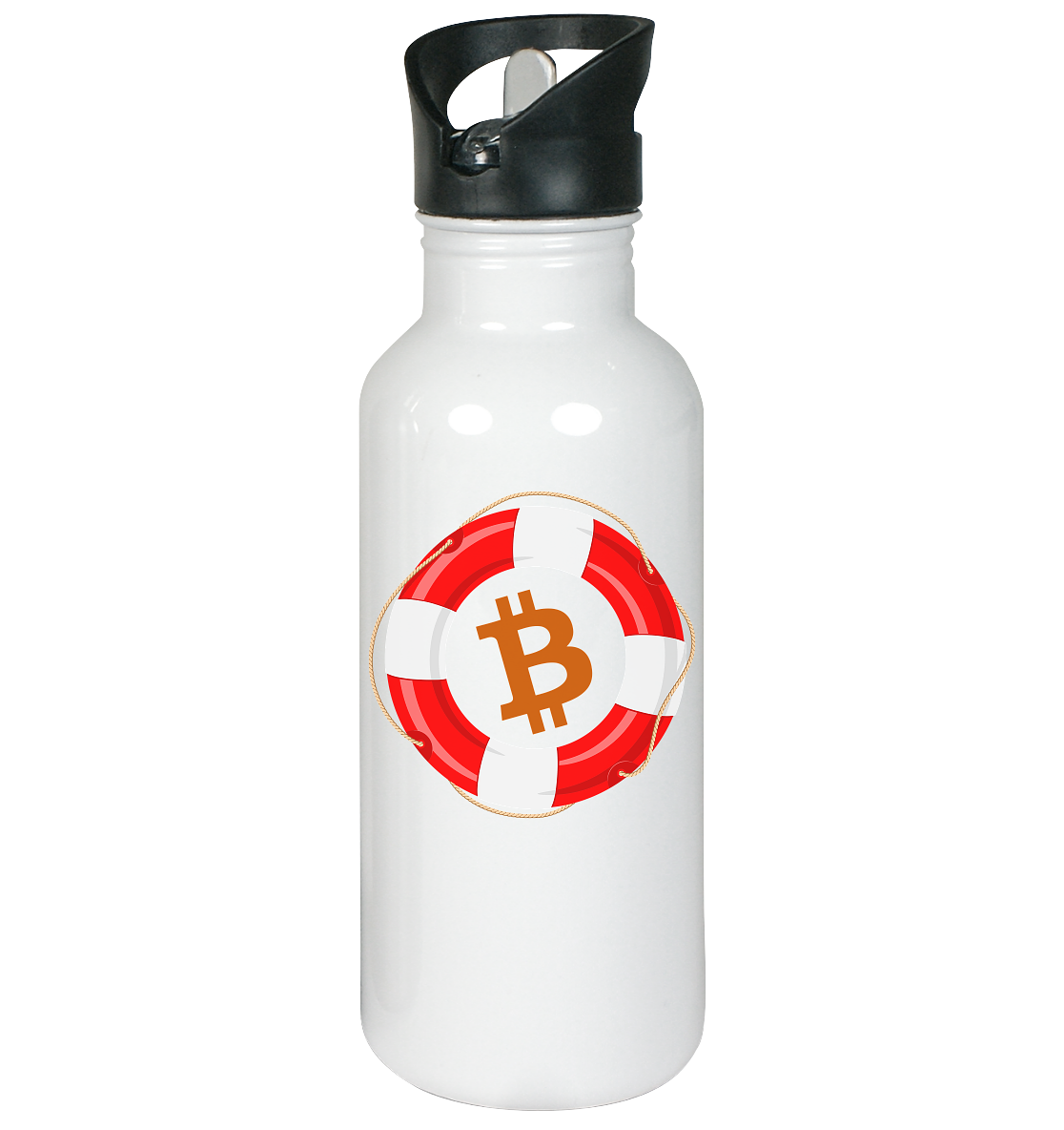 Bitcoin Rettungsring - minimalistisch - Edelstahl-Trinkflasche