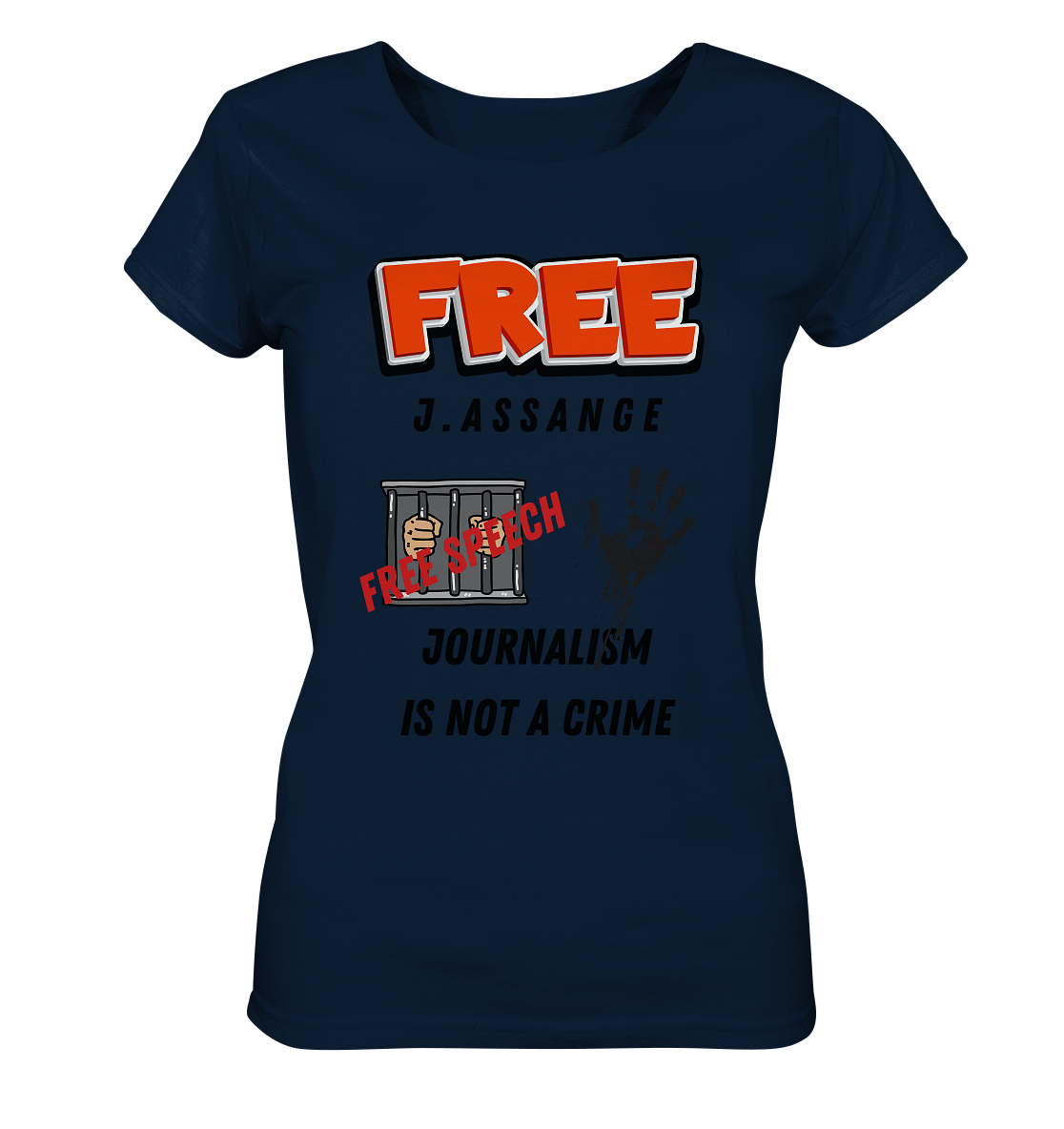 FREE J.ASSANGE - JOURNALISM IS NOT A CRIME # FREE SPEECH (2 GRAFIKEN) - Ladies Collection 21% Rabatt bis zum Halving 2024) - Ladies Organic Basic Shirt