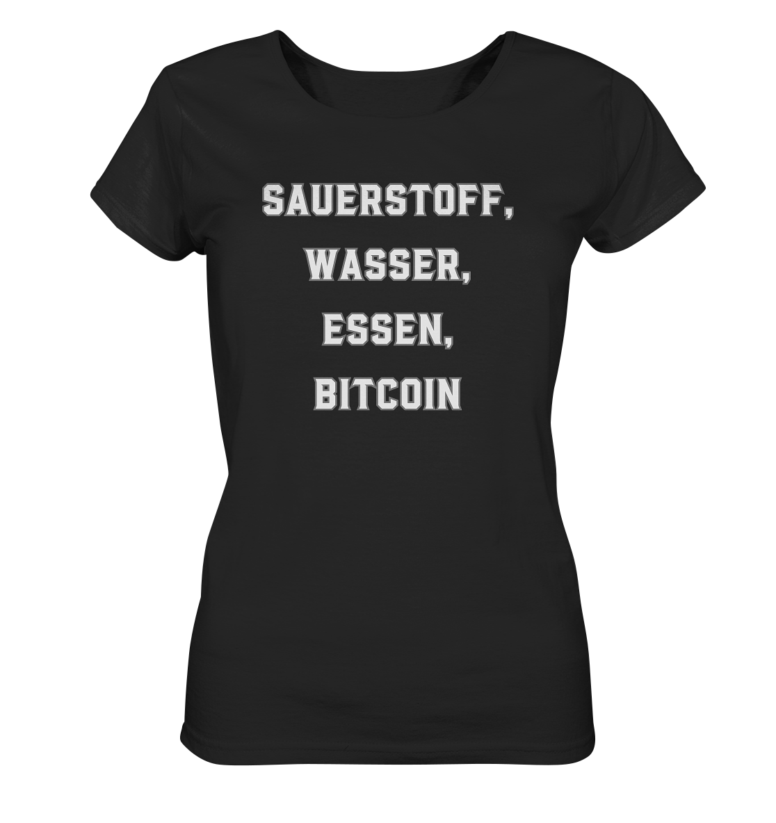 SAUERSTOFF, WASSER, ESSEN, BITCOIN- Ladies Collection   - Ladies Organic Basic Shirt