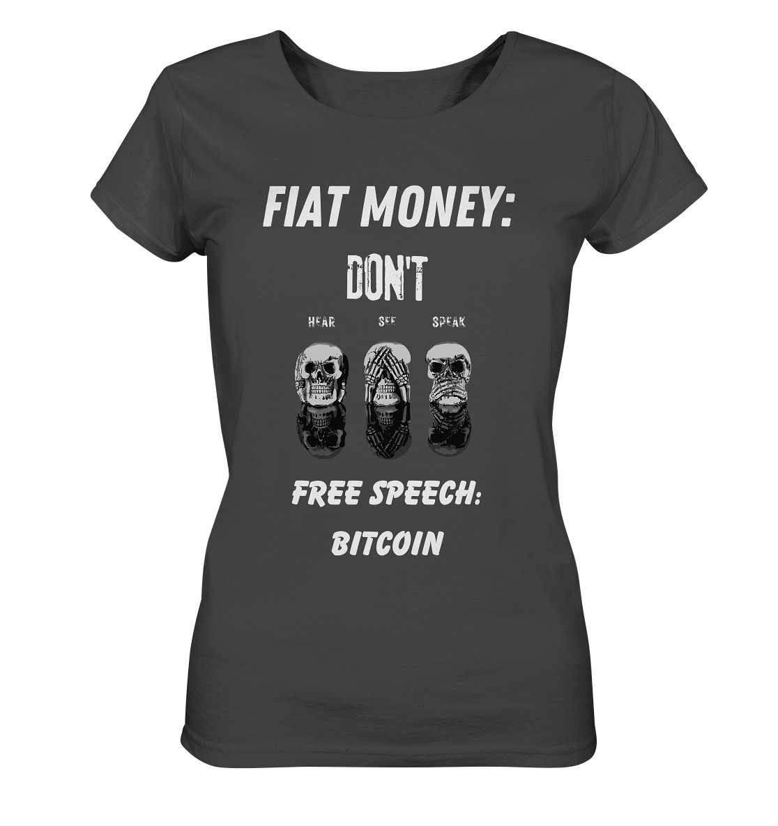 FIAT MONEY: DON´T HEAR, SEE, SPEAK - FREE SPEECH: BITCOIN  (Ladies Collection 21% Rabatt bis zum Halving 2024)  - Ladies Organic Basic Shirt