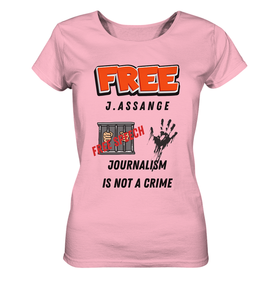 FREE J.ASSANGE - JOURNALISM IS NOT A CRIME # FREE SPEECH (2 GRAFIKEN) - Ladies Collection 21% Rabatt bis zum Halving 2024) - Ladies Organic Basic Shirt