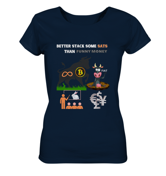 BETTER STACK SOME SATS THAN FUNNY MONEY - BTC BULLE, unendlich, Kaninchenbau-Schule,... - LADIES COLLECTION 21% automat. Rabatt bis zum Halving 2024 - Ladies Organic Shirt