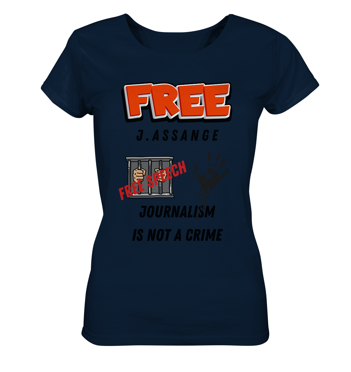 FREE J.ASSANGE - JOURNALISM IS NOT A CRIME # FREE SPEECH (2 GRAFIKEN) - Ladies Collection 21% Rabatt bis zum Halving 2024) - Ladies Organic Shirt