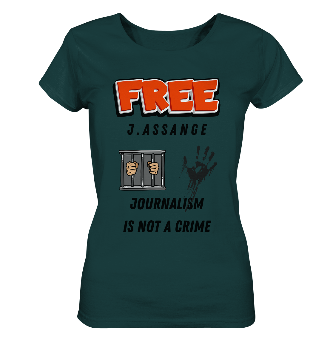 FREE J. ASSANGE - JOURNALISM IS NOT CRIME (2 Grafiken) - Ladies Collection 21% Rabatt bis zum Halving 2024) - Ladies Organic Shirt