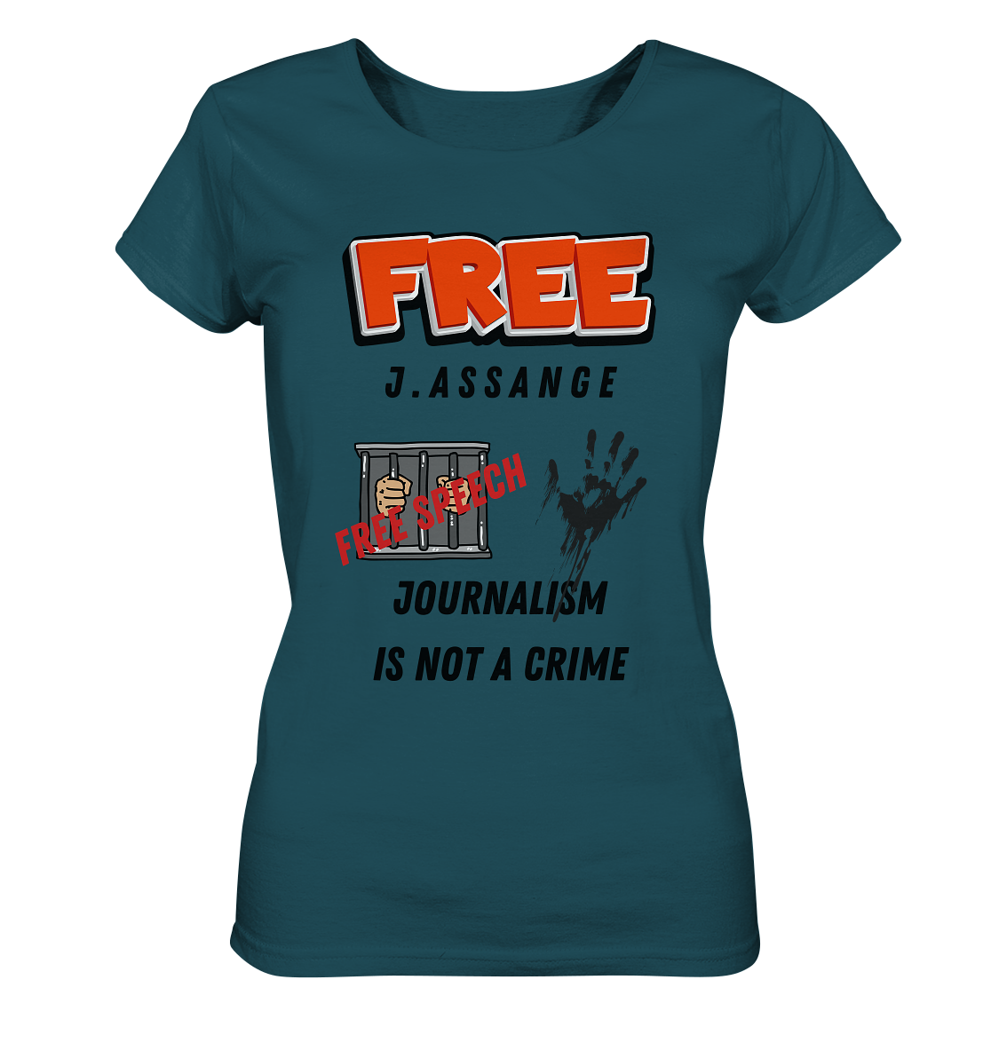 FREE J.ASSANGE - JOURNALISM IS NOT A CRIME # FREE SPEECH (2 GRAFIKEN) - Ladies Collection 21% Rabatt bis zum Halving 2024) - Ladies Organic Shirt