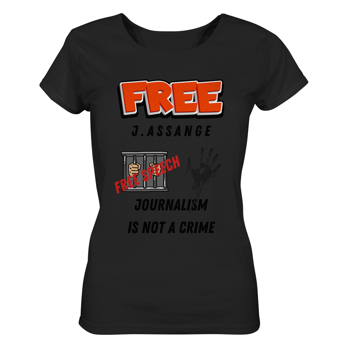 FREE J.ASSANGE - JOURNALISM IS NOT A CRIME # FREE SPEECH (2 GRAFIKEN) - Ladies Collection 21% Rabatt bis zum Halving 2024) - Ladies Organic Shirt