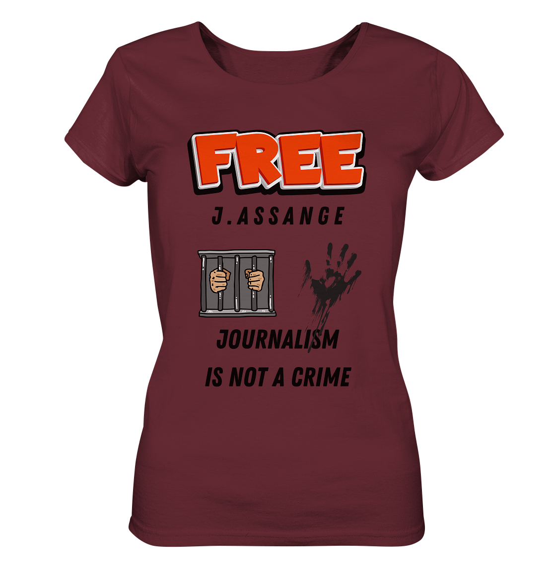 FREE J. ASSANGE - JOURNALISM IS NOT CRIME (2 Grafiken) - Ladies Collection 21% Rabatt bis zum Halving 2024) - Ladies Organic Shirt