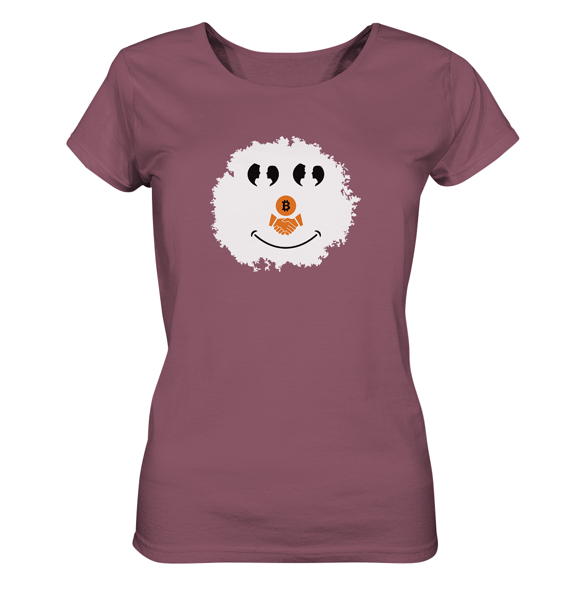 Smiley Augen Gespräch Bitcoin handshake - (Ladies Collection 21% Rabatt bis zum Halving 2024) - Ladies Organic Shirt