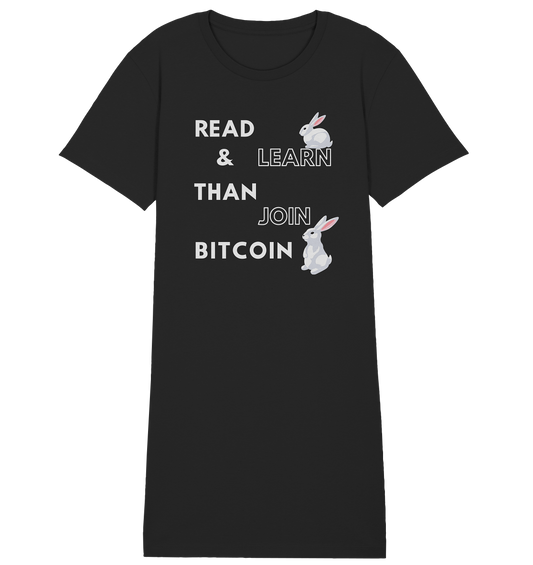 READ & LEARN THAN JOIN BITCOIN - Bunny Version - Ladies Collection  - Ladies Organic Shirt Dress