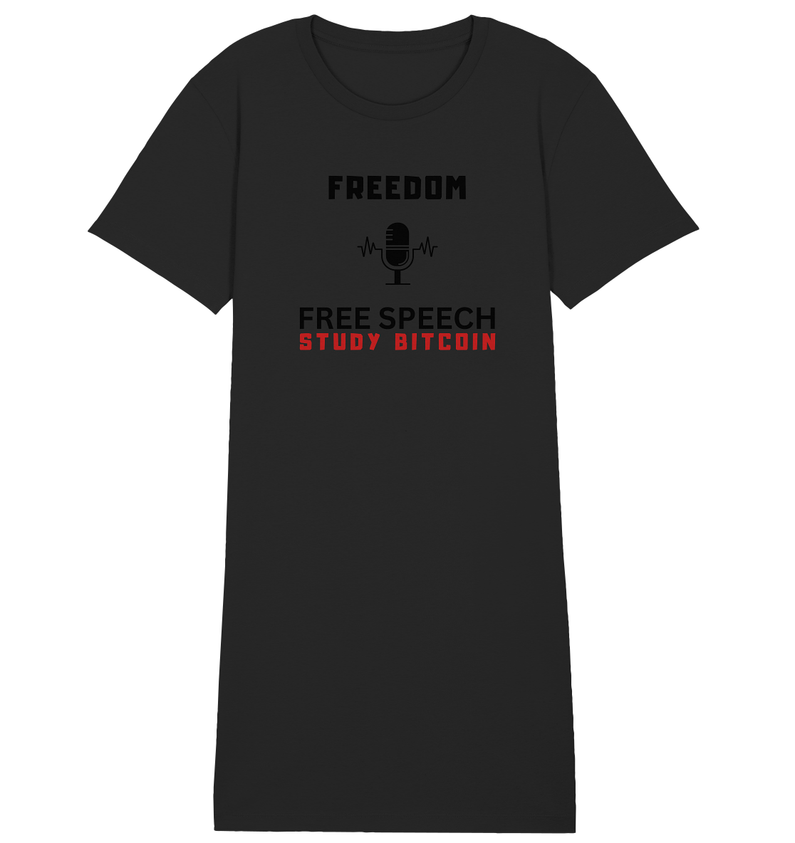 FREEDOM (Mikrofon) FREE SPEECH, STUDY BITCOIN - LADIES COLLECTION 21% automat. Rabatt bis zum Halving 2024 - Ladies Organic Shirt Dress