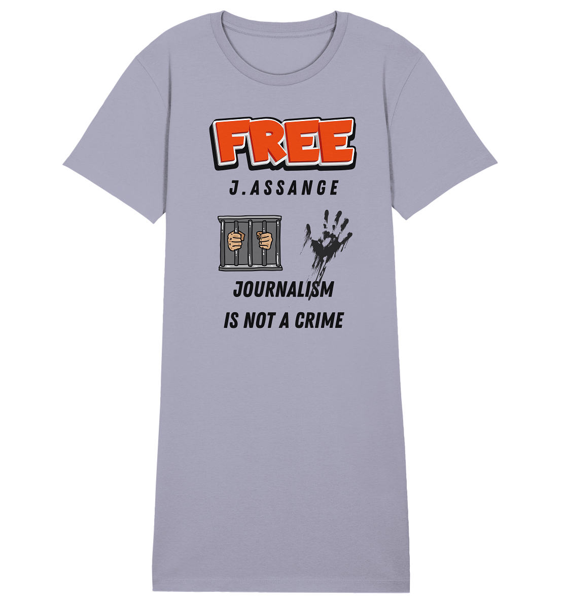 FREE J. ASSANGE - JOURNALISM IS NOT A CRIME (2 Grafiken) - Ladies Collection 21% Rabatt bis zum Halving 2024) - Ladies Organic Shirt Dress