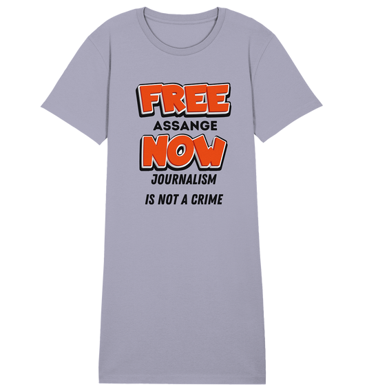 FREE ASSANGE NOW - JOURNALISM IS NOT A CRIME (Ladies Collection 21% Rabatt bis zum Halving 2024)  - Ladies Organic Shirt Dress