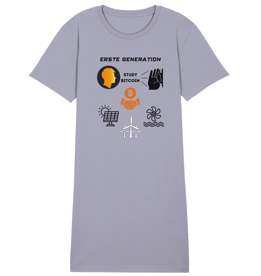 ERSTE (BITCOIN) GENERATION - STUDY BITCOIN (3 grüne Energie Grafiken) - LADIES COLLECTION 21% automat. Rabatt bis zum Halving 2024   - Ladies Organic Shirt Dress