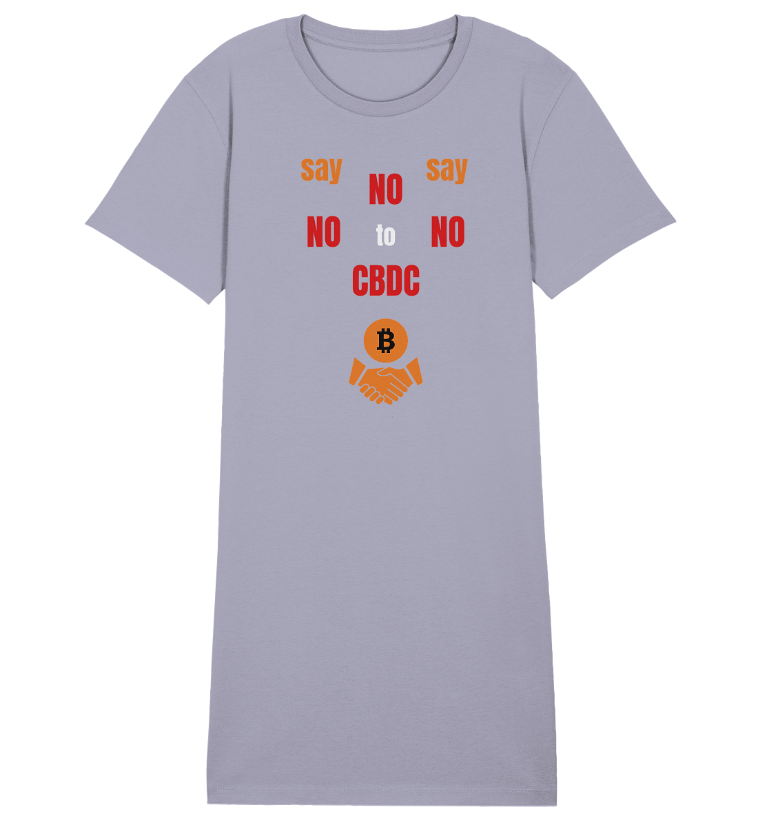 say NO NO NO to CBDC - orange / weiss / rot (Ladies Collection 21% Rabatt bis zum Halving 2024) - Ladies Organic Shirt Dress