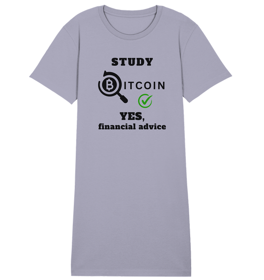 STUDY BITCOIN - YES, financial advice (Version Lupe, grüner Haken) - LADIES COLLECTION 21% automat. Rabatt bis zum Halving 2024   - Ladies Organic Shirt Dress