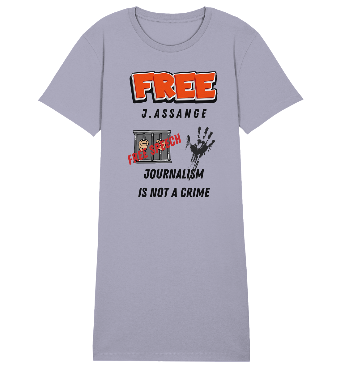 FREE J.ASSANGE - JOURNALISM IS NOT A CRIME # FREE SPEECH (2 GRAFIKEN) - Ladies Collection 21% Rabatt bis zum Halving 2024) - Ladies Organic Shirt Dress