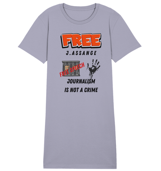 FREE J.ASSANGE - JOURNALISM IS NOT A CRIME # FREE SPEECH (2 GRAFIKEN) - Ladies Collection 21% Rabatt bis zum Halving 2024) - Ladies Organic Shirt Dress