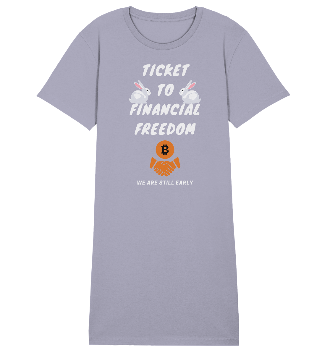 TICKET TO FINANCIAL FREEDOM - rabbit version (Ladies Collection 21% Rabatt bis zum Halving 2024) - Ladies Organic Shirt Dress