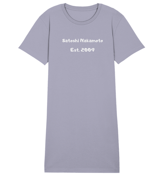 SATOSHI NAKAMOTO Est. 2009 (Signatur pur) - LADIES COLLECTION 21% automat. Rabatt bis zum Halving 2024   - Ladies Organic Shirt Dress