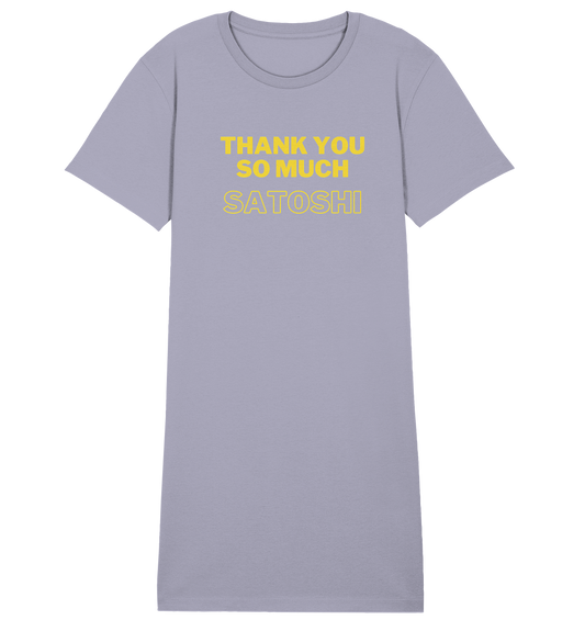 THANK YOU SO MUCH SATOSHI (gelbe Schrift) - LADIES COLLECTION 21% automat. Rabatt bis zum Halving 2024  - Ladies Organic Shirt Dress