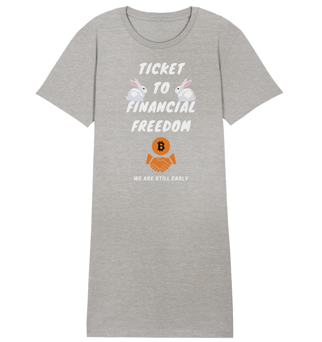 TICKET TO FINANCIAL FREEDOM - rabbit version (Ladies Collection 21% Rabatt bis zum Halving 2024) - Ladies Organic Shirt Dress