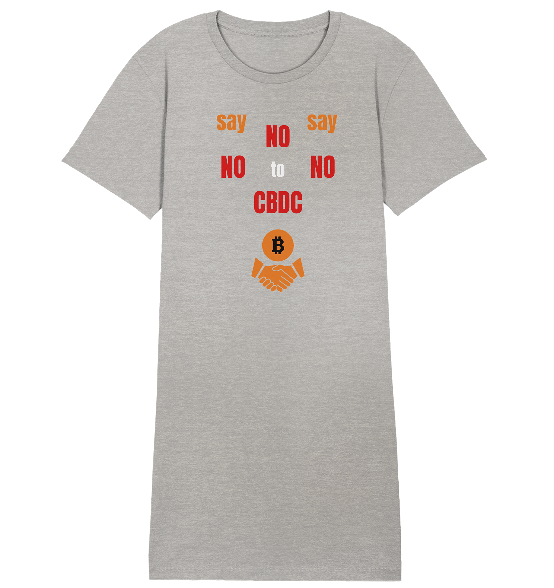 say NO NO NO to CBDC - orange / weiss / rot (Ladies Collection 21% Rabatt bis zum Halving 2024) - Ladies Organic Shirt Dress