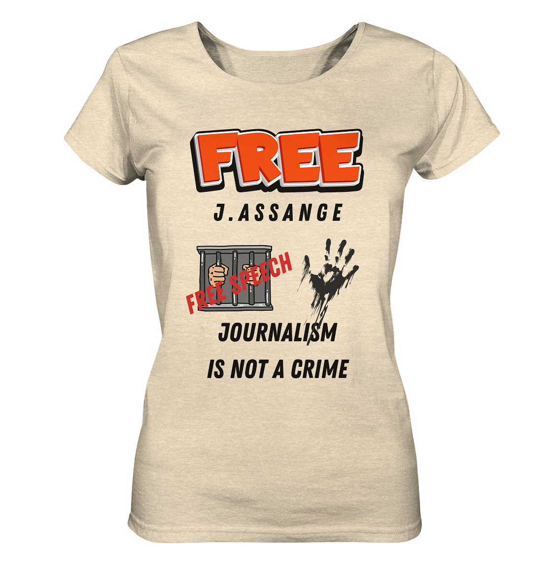 FREE J.ASSANGE - JOURNALISM IS NOT A CRIME # FREE SPEECH (2 GRAFIKEN) - Ladies Collection 21% Rabatt bis zum Halving 2024) - Ladies Organic Shirt