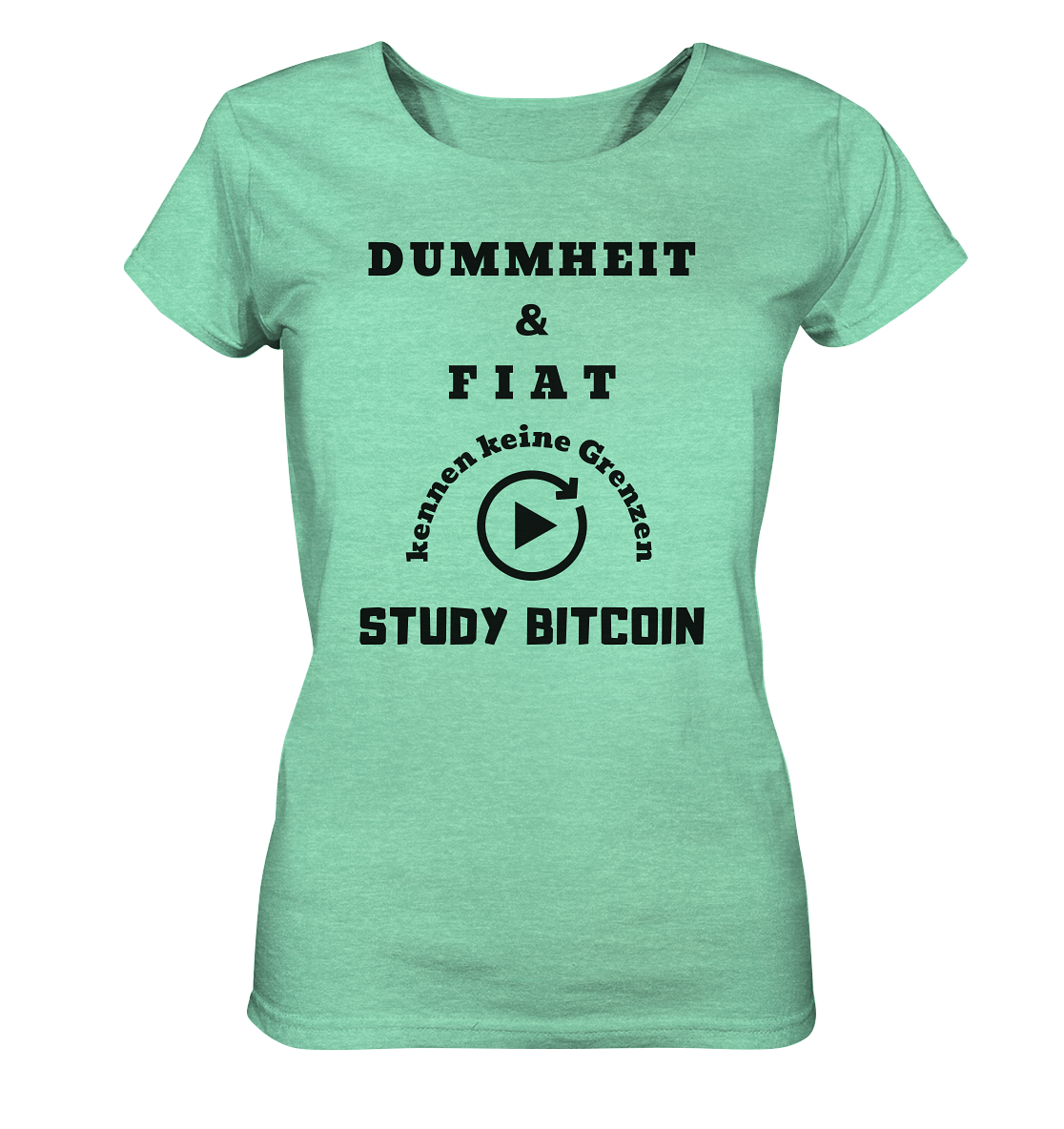 DUMMHEIT UND FIAT KENNEN KEINE GRENZEN - STUDY BITCOIN (ENDLOS-PLAYBUTTON) - Ladies Collection 21% Rabatt bis zum Halving 2024 - Ladies Organic Shirt (meliert)