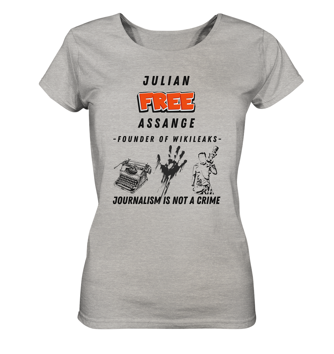 FREE JULIAN ASSANGE - FOUNDER OF WIKILEAKS - JOURNALISM IS NOT A CRIME (3 Grafiken) - Ladies Collection 21% Rabatt bis zum Halving 2024) - Ladies Organic Shirt (meliert)