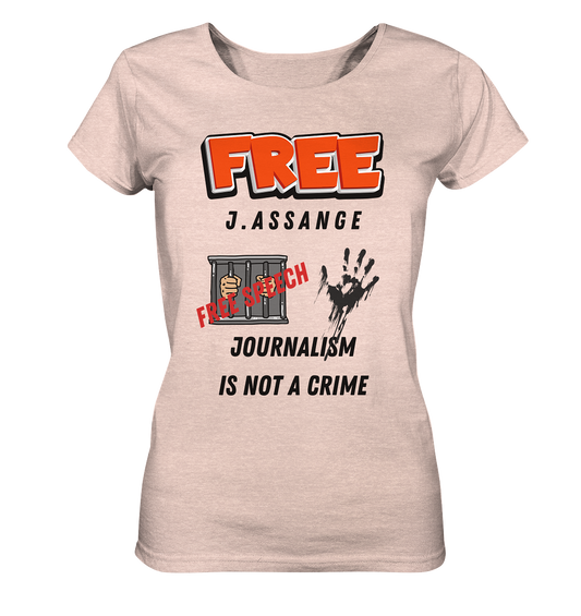 FREE J.ASSANGE - JOURNALISM IS NOT A CRIME # FREE SPEECH (2 GRAFIKEN) - Ladies Collection 21% Rabatt bis zum Halving 2024) - Ladies Organic Shirt (meliert)