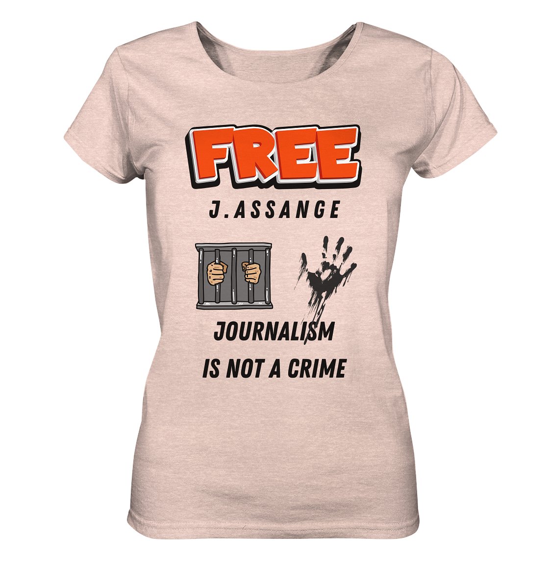 FREE J. ASSANGE - JOURNALISM IS NOT CRIME (2 Grafiken) - Ladies Collection 21% Rabatt bis zum Halving 2024) - Ladies Organic Shirt (meliert)