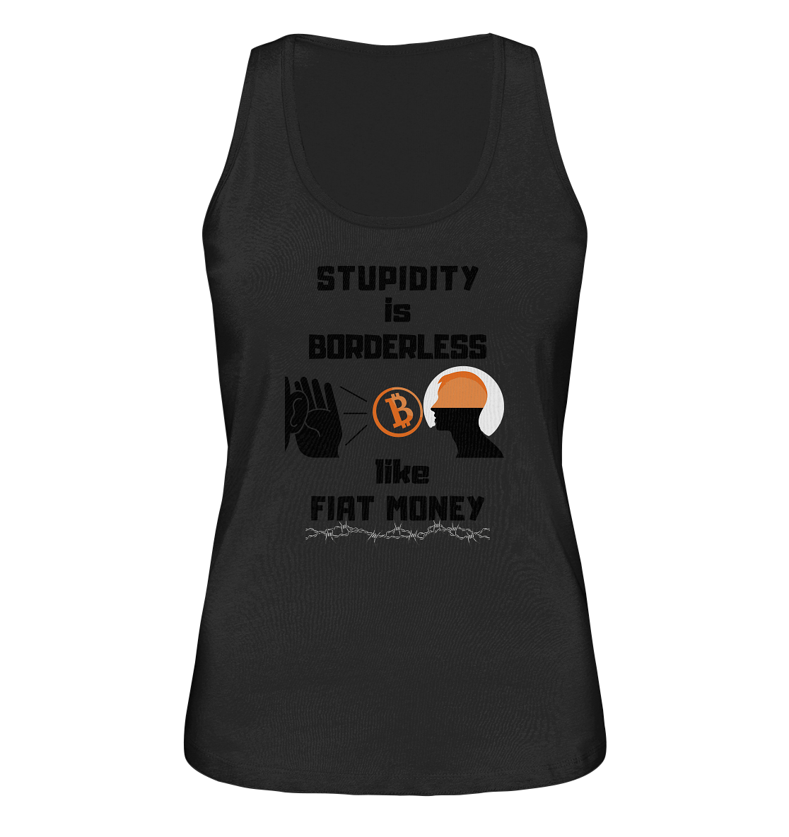 STUPIDITY is BORDERLESS like FIAT MONEY (Flüstern - BTC Version 2 - Lauschen-Grafik) # Ladies Collection 21% Rabatt bis zum Halving 2024 - Ladies Organic Tank-Top