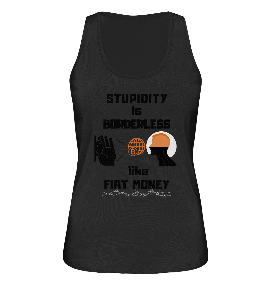 STUPIDITY is BORDERLESS like FIAT MONEY (BTC World, Version 3) LADIES COLLECTION 21% automat. Rabatt bis zum Halving 2024 - Ladies Organic Tank-Top