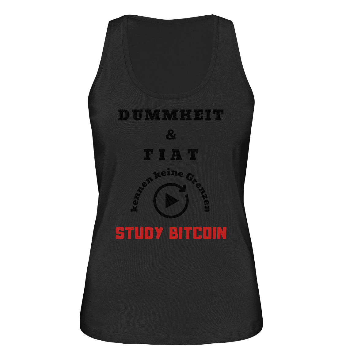 DUMMHEIT UND FIAT KENNEN KEINE GRENZEN - STUDY BITCOIN (ROT) # ENDLOS-PLAYBUTTON - Ladies Collection 21% Rabatt bis zum Halving 2024 - Ladies Organic Tank-Top