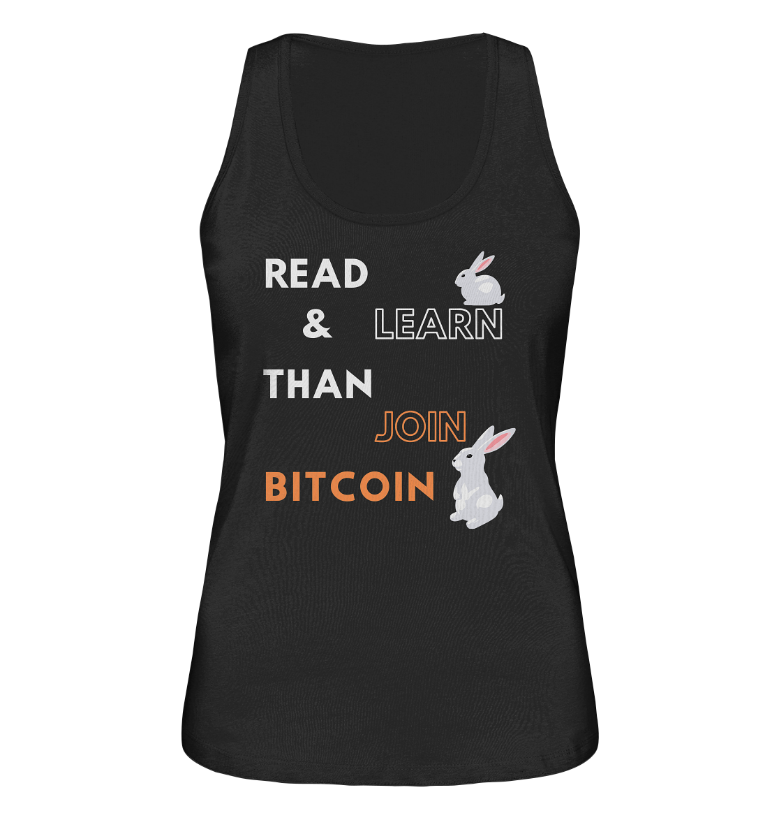 READ & LEARN THAN JOIN BITCOIN - white/orange Bunny Version - Ladies Collection - Ladies Organic Tank-Top